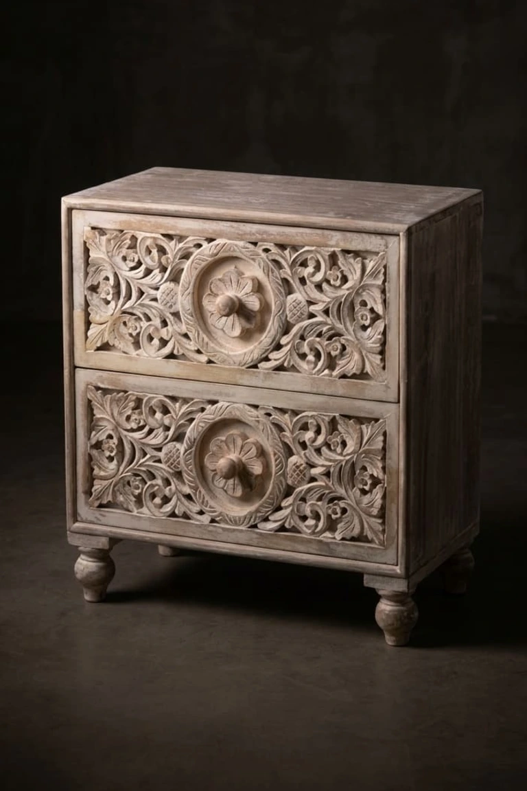 El detalle que completa tu santuario: Mesas de Noche en Cedro Macizo. A veces pensamos que la mesa de noche es solo un mueble para poner el celular o un libro, pero en realidad, es la compañera fiel de tus sueños y lo primero que ves al despertar. En LOUIS XV HOME, diseñamos mesas de noche que no solo son útiles, sino que le dan ese toque de lujo y calidez que tu habitación principal necesita para sentirse completa.  Nuestras mesas de noche son pequeñas obras de arte que llevan todo el sello de la ebanistería tradicional colombiana. Elegir una mesa de noche de LOUIS XV HOME es decidir que hasta el objeto más sencillo en tu cuarto tenga clase. Es apoyar el trabajo de manos maestras colombianas que ponen su corazón en cada pieza para que tú disfrutes de un ambiente exclusivo y lleno de hogar.  Haz que tu habitación hable de tu éxito y de tu amor por lo bien hecho, hasta en el más mínimo detalle.